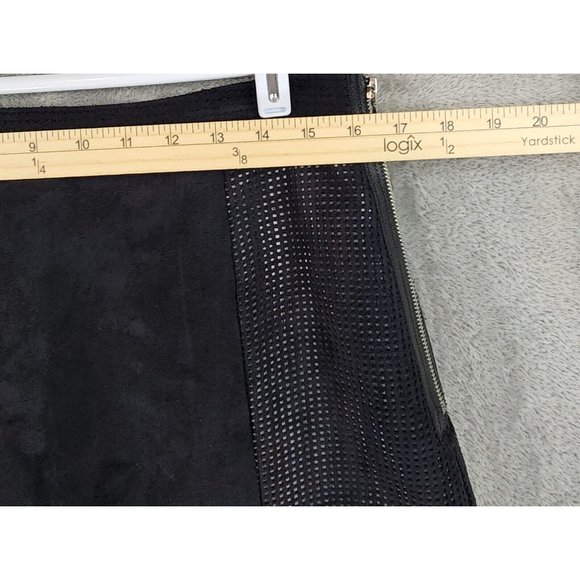 Worthington Skirt Womens 10 Black Faux Suede Mesh Retro a Line Mini - Picture 4 of 8
